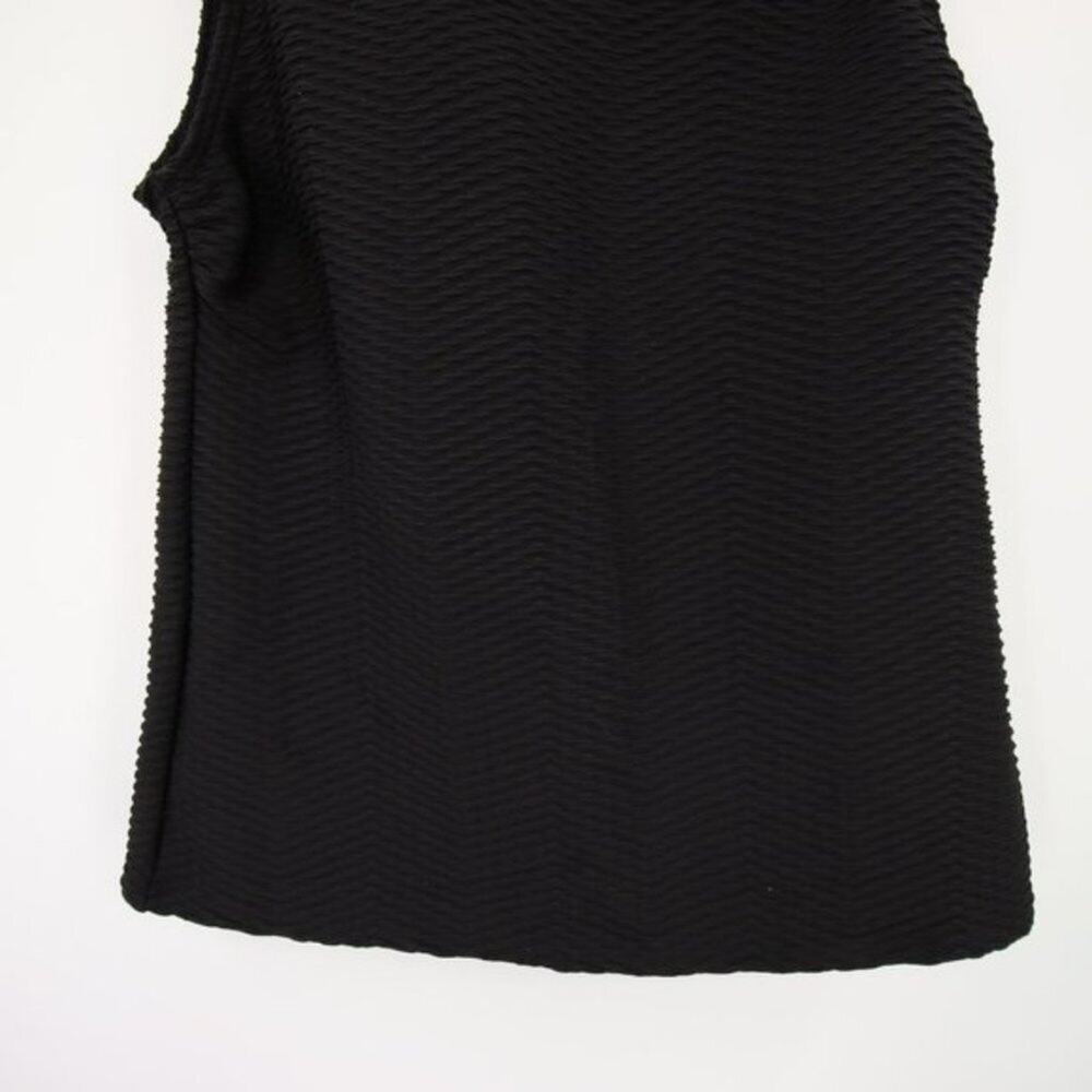 Lands End Tankini Top Size 4 Black Textured Sleeveless with Built-in Bra - Picture 3 of 7